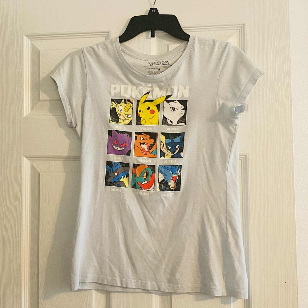 Pokemon Light Gray Tee with Colorful Character Grid